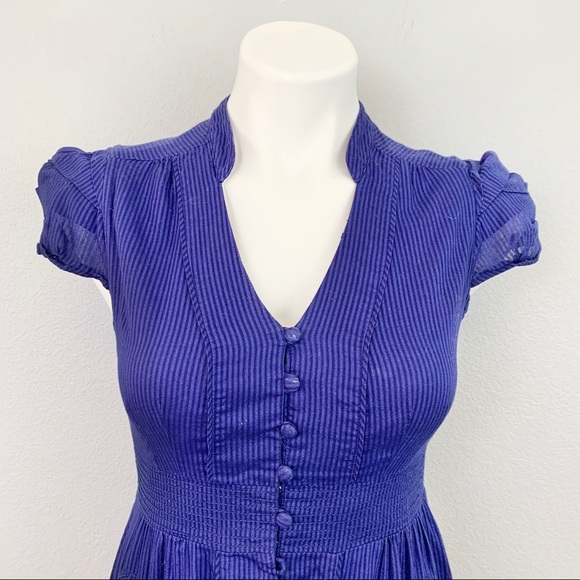 Anthropologie Maeve Pin Stripe Button Up Dress - Picture 2 of 8